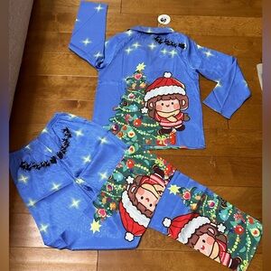 Christmas holidays printed scratched silk pajamas